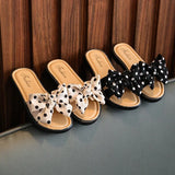 2023 New Bow Flats Open Toe Slide Sandals Non-slip Flip Flops Children Home Slippers Kids Girls Summer Cute Beach Slippers Shoe