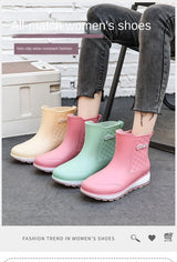 2024 New Fashionable Adult Nonslip Outer Wear Rainy Day Waterproof Rain Boots Waterproof Leisure Fishing and Sea Shoes for Women