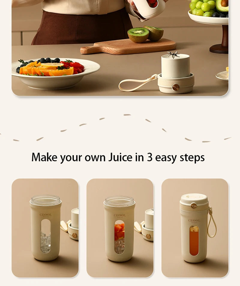 10 Blades Electric Portable Blender 350ML Juicer Fruit Mixers USB Rechargeable Smoothie Juicer Cup Squeezer Juice Maker