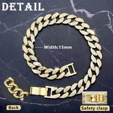 Luxury Design Cuban Chain Dog Collar with Quick Buckle for Small Medium Large Dogs Cats 15MM Gold Chain Pet Necklace Jewelry