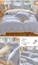 Sanrio Kids Bedding Set Kuromi Cinnamoroll Mymelody Duvet Cover Bed Sheet Pillowcase Bedsheet Double Single King Queen Twin Size