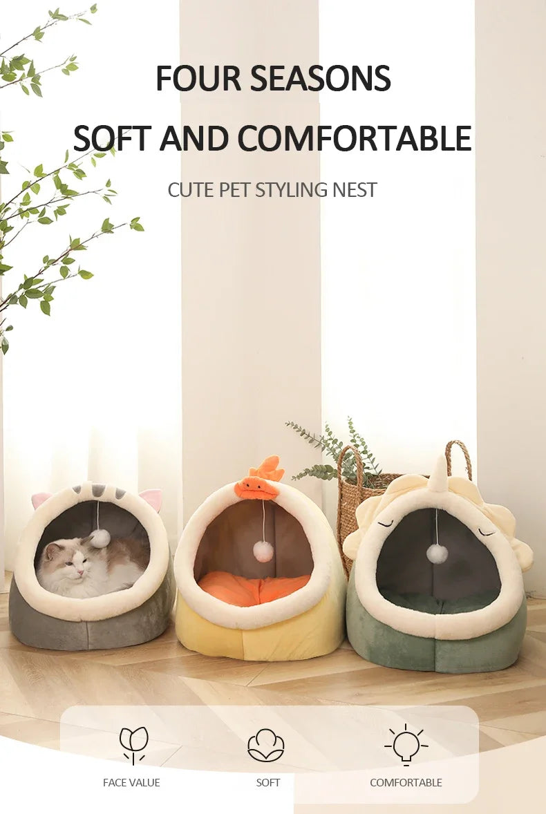 Cat Pad Bed Sweet Soft Warm Pet Basket Cozy Kitten Lounger Cushion Pet House Tent Small Dog Mat For Washable Cats winter Beds