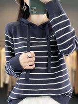 New Striped Wool Hoodies And Sweatshirts For Women Long Sleeve Sweaters Knitted Jumpers Female Outerwears Fashion Hoody Clothing