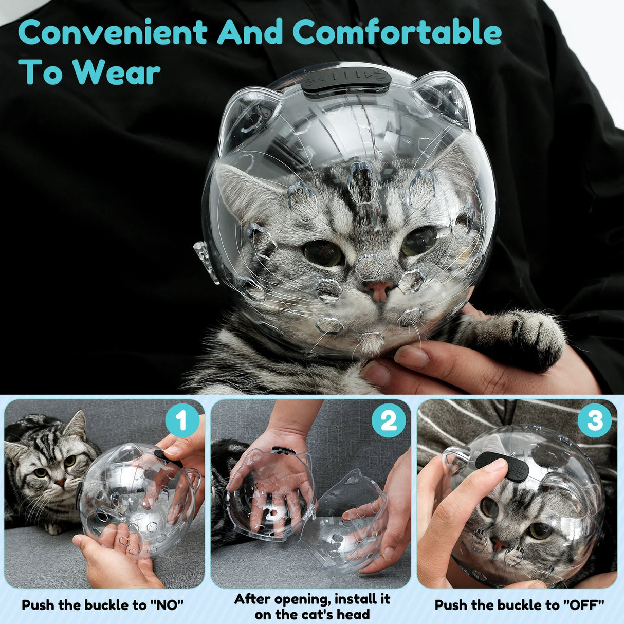 Breathable Cat Muzzle Transparent Anti-Bite Protective Space Hood Durable Cat Grooming Accessories with 4 Silicone Paw Shoes