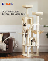 Large Cat Tree Tall Cat Tower for Indoor Cats Multi-Level Plush Cat Condo with Scratching Posts Scratching Boards Perches Caves