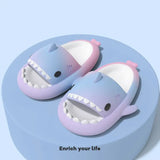 2024 Summer Gradient Shark Slippers Bathroom Slippers Household Anti slip Flat Shoes Girl Boy Beach Shoes Children's Fun Sandals