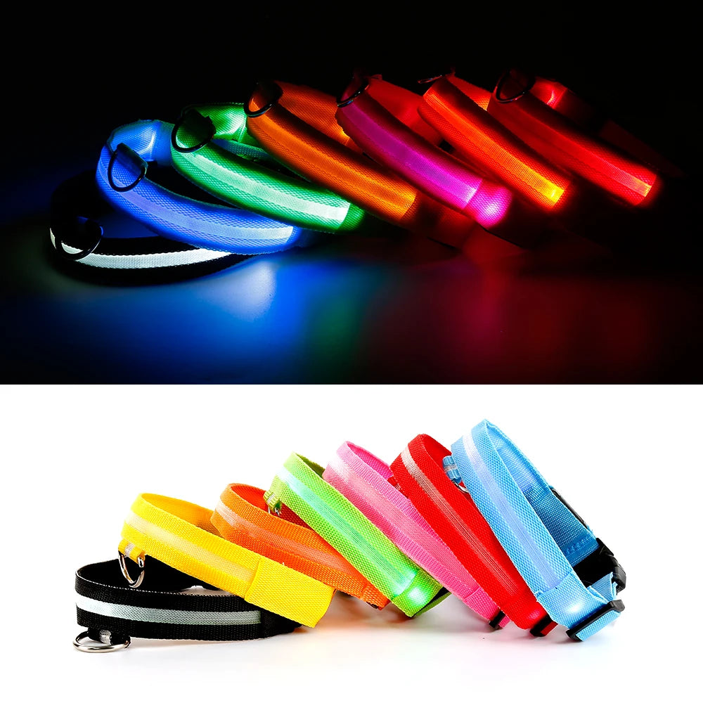 Safety Led Dog Collar Luminous Usb Cat Dog Collar Small Bright Labrador Pets Adjustable Dog Loss Prevention Puppy Accessories