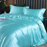 High-end Blending Natural Mulberry Silk Bedding Set Luxury Satin Silky Queen Size Duvet Cover Set with Sheets King Size Bed Set