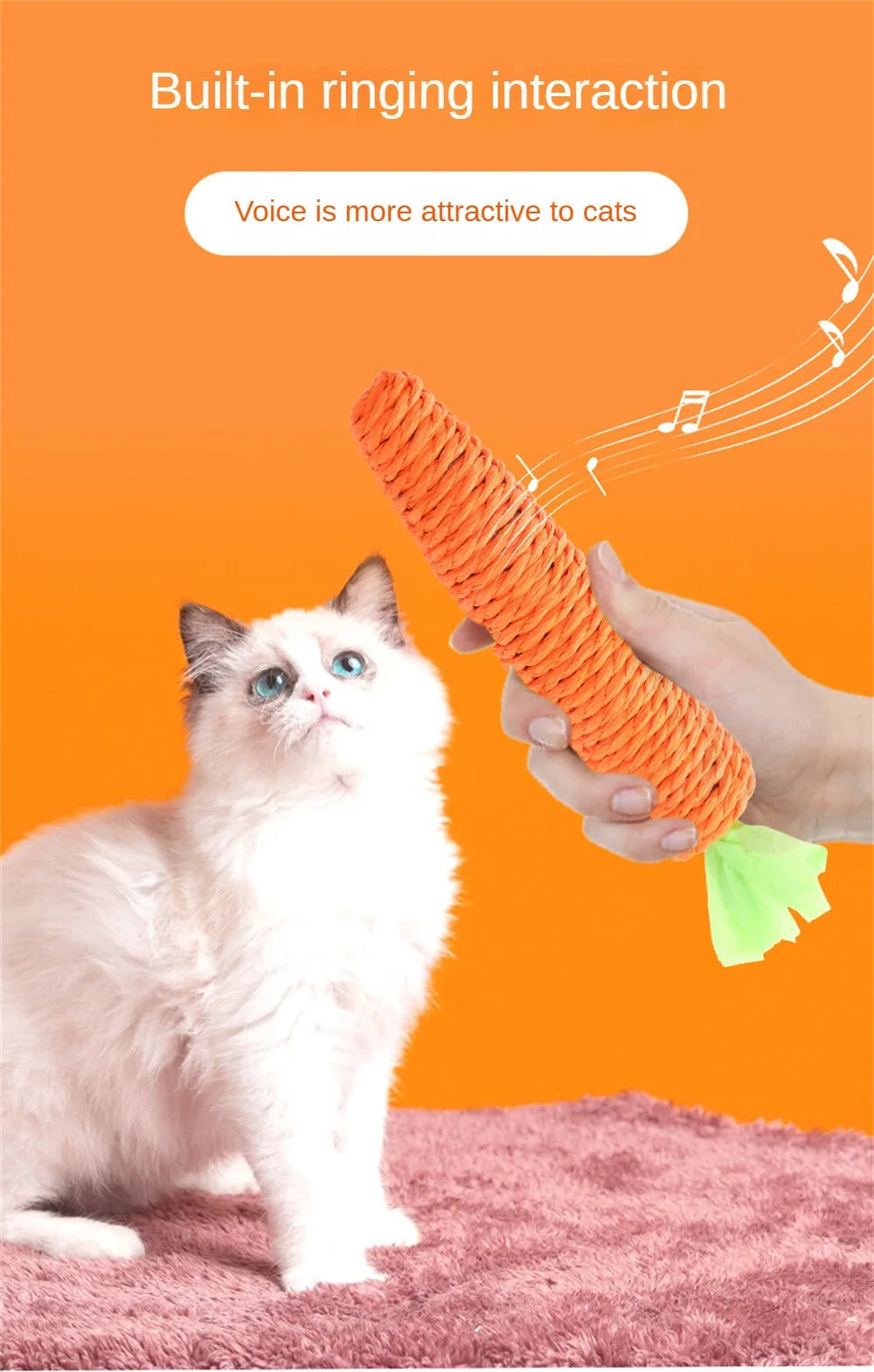 Cat Toys Carrot Pet Toys Durable Cotton Rope Woven Puppy Chew Toys for Cats Molar Cleaning Teeth Pet Supplies Cat Accessories