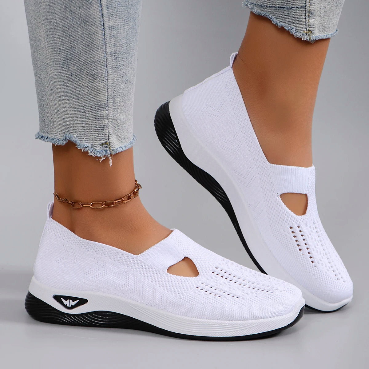 Spring new women's sports shoes, fashionable, breathable, lightweight, non-slip, wear-resistant, casual sports shoes, flat shoes