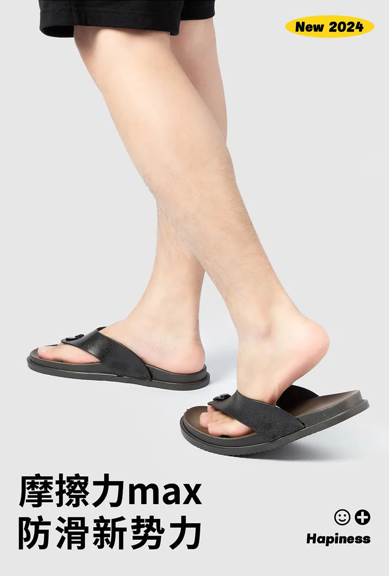 Summer Men's Sandals Outdoor Casual Slippers Flip-Flops Non-Slip Flat Heel Sandals Beach Shoes Fashion Trendy Male Flip-Flops