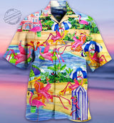 Summer Hawaiian Shirt for Men Designer 3d Printing Flamingo Short Sleeve Oversized Funny Men's Clothing Fashion Beach Harajuku