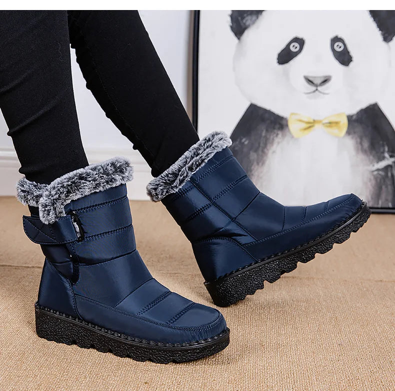 Waterproof Winter for 2023 New Faux Fur Long Platform Snow Warm Cotton Couples Shoes Plush Woman Ankle Boots