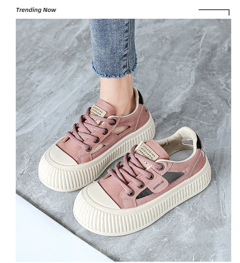 New Trend Summer Women's Baotou Shoes Hollow Out Breathable Soft Comfortable Board Shoes Flat Thick bottom Outdoor Casual Shoes