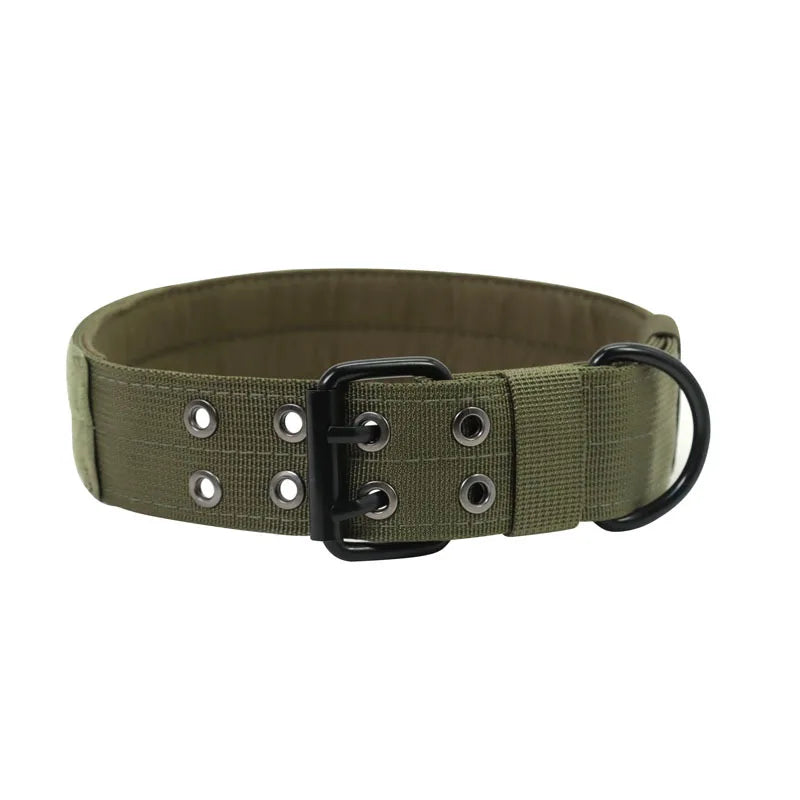 Large Dog Collar Durable Nylon Military Tactical Adjustable Pet Lead Outdoor Walking Training Collars Pitbull Labrador Supplies