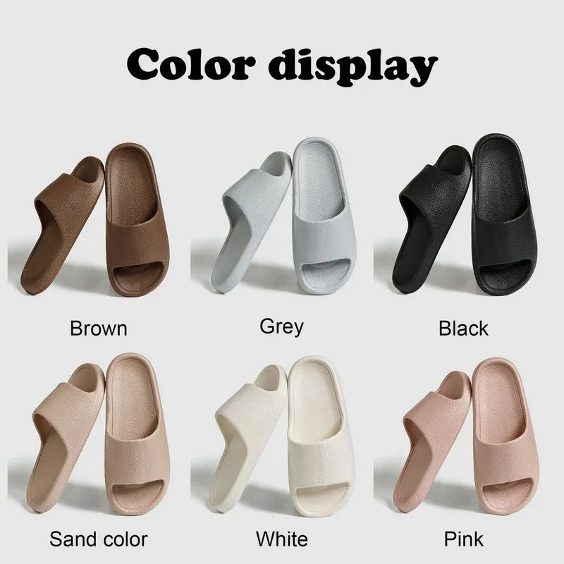 2024 Summer Slippers Men Women Soft Indoor Home Flat Sandals Fashion Flip Flops Beach Shoes Man Couple Non-Slip Bathroom Slides