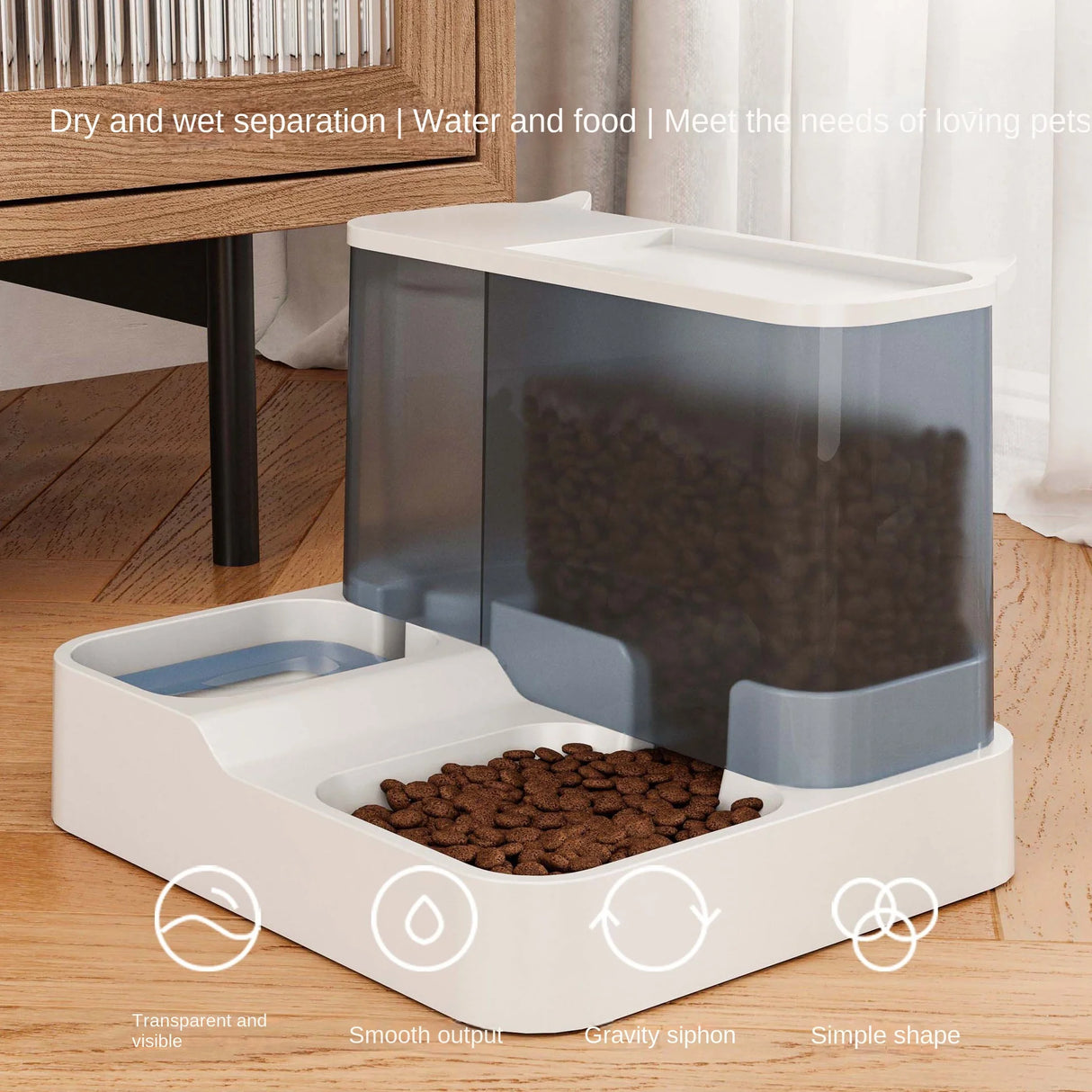 Large Capacity Automatic Cat Food Dispenser Drinking Water Bowl Pet Supplies Wet and Dry Separation Dog Food Container