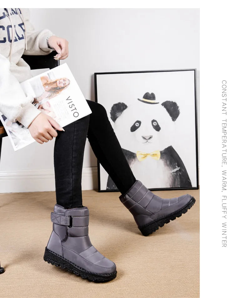 Waterproof Winter Boots for Women 2023 New Faux Fur Long Plush Snow Boots Woman Platform Shoes Warm Cotton Couples Ankle Boots