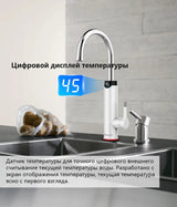 Briwellna Tankless Water Heating Faucet 220V Electric Kitchen Faucet 2 in 1 Digital Display Hot Water Heater Flowing Faucet