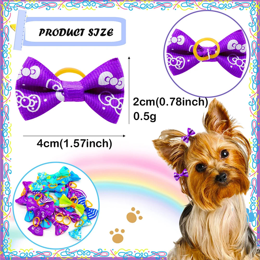 10/20/30PCS Pet Hair Accessories Bows Puppy  Grooming Bows Mix Colours Decorate Hair for Small Dog Hair Rubber Band Dog Supplier