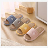 Couples Home Cotton Linen Slippers Women Indoor Bedroom Soft Slides Comfortable Men House Shoes Non-slip Breathable Flats