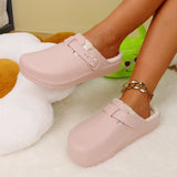 Winter Couple Warm Fluffy Clogs Waterproof Fuzzy Slides Plush Women Home Slippers