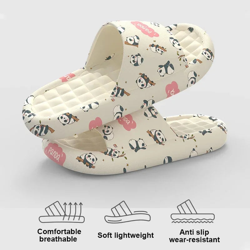 Fashion New Hot Print Slippers Beach Sandals Thick Soled EVA Home Slippers Indoor Bathroom soft sole Non-slip Couples Slippers