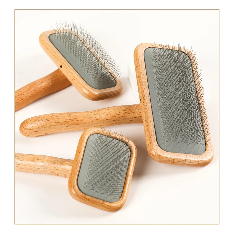 Fenice Pet Grooming Comb Wooden Handle Needle Comb For Hair Pet Brush Beauty Brush Dog Accessories