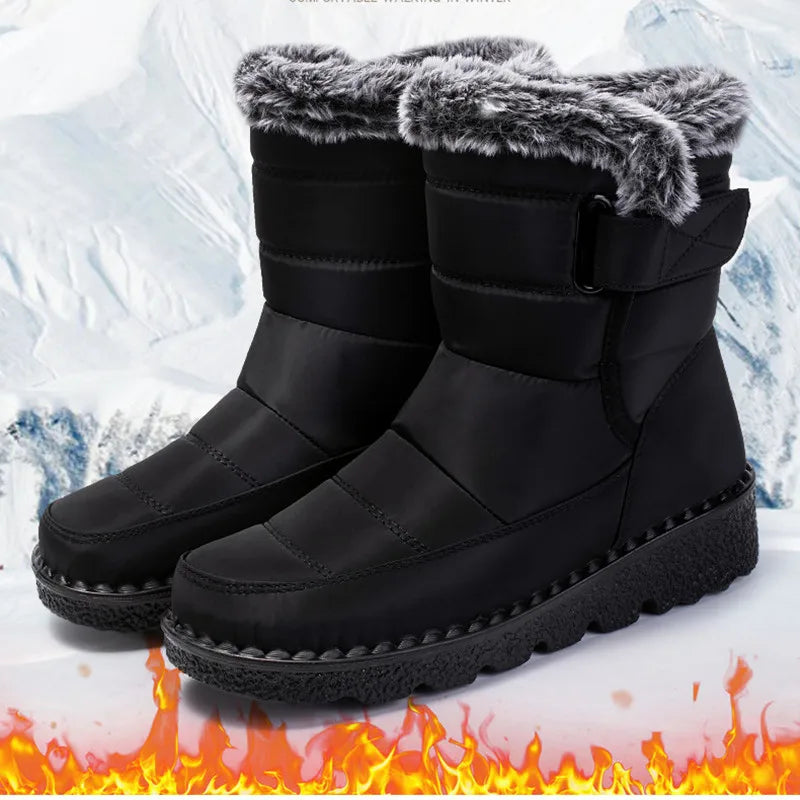 Waterproof Winter Boots for Women 2023 New Faux Fur Long Plush Snow Boots Woman Platform Shoes Warm Cotton Couples Ankle Boots