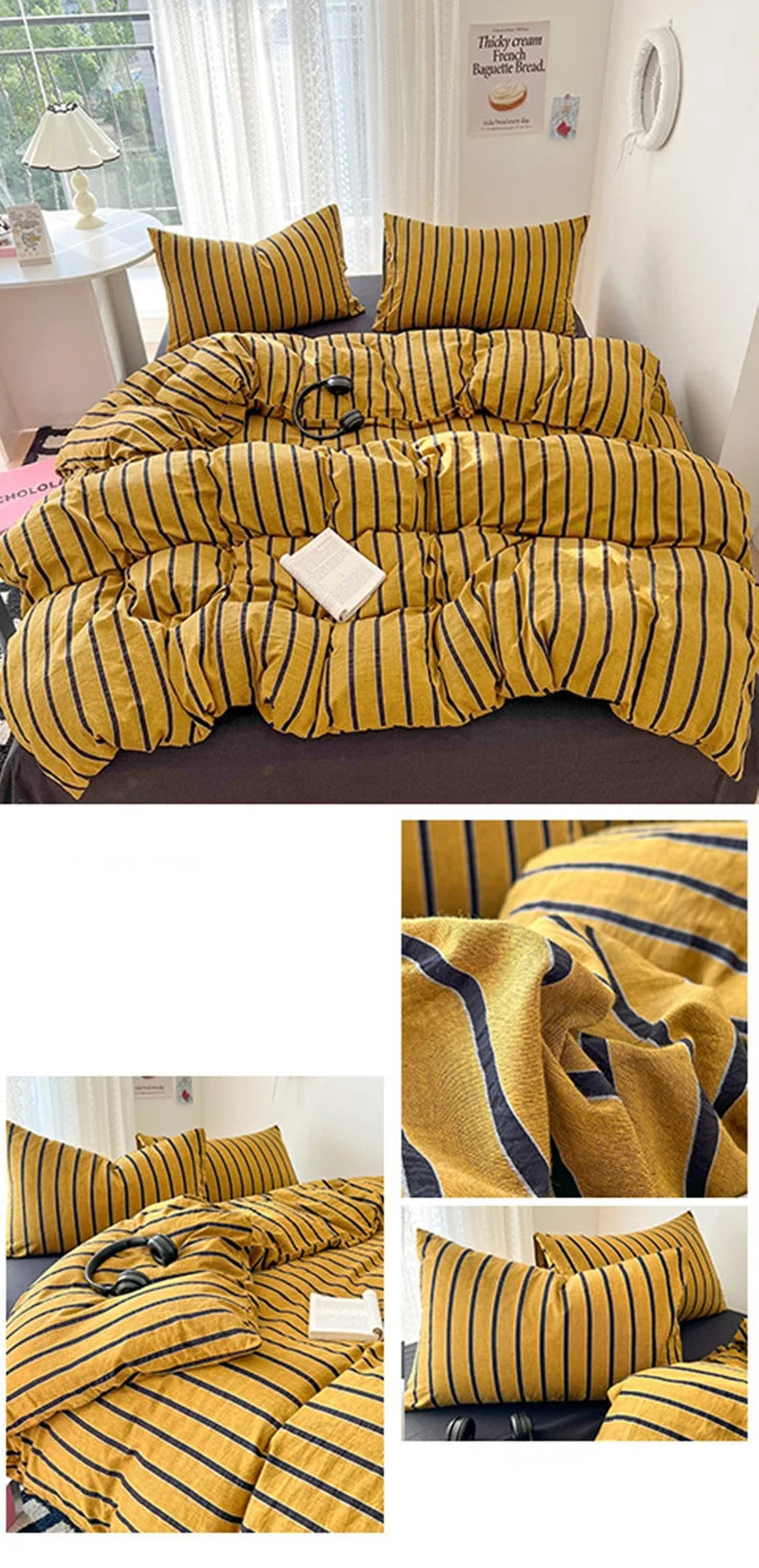 Stripe Style Duvet Cover Pillowcase with Bedsheet Soft Bed Linen Sets Skin-friendly Bedding Set for Home постельное бельё набор