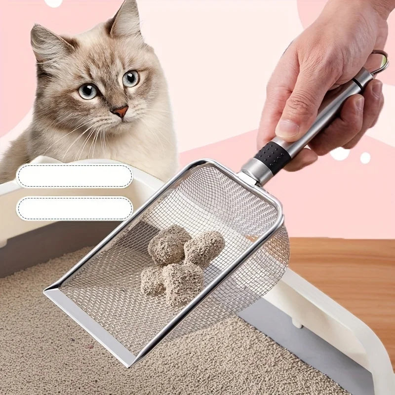 Stainless Steel Fine Mesh Cat Litter Scoop Easy To Clean Non-Stick Shovel for Reptiles Sand Efficient Durable Litter Scoop