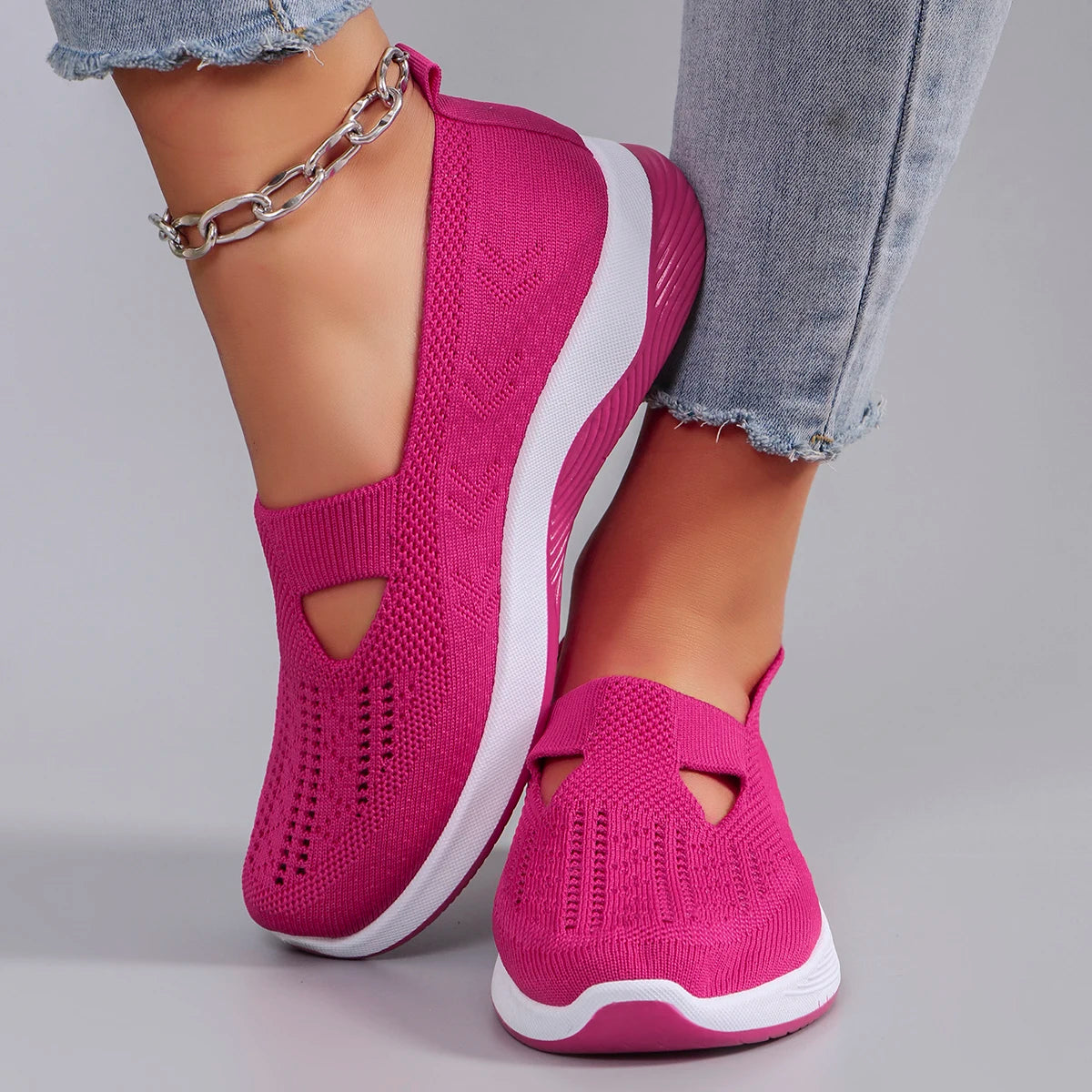 Spring new women's sports shoes, fashionable, breathable, lightweight, non-slip, wear-resistant, casual sports shoes, flat shoes