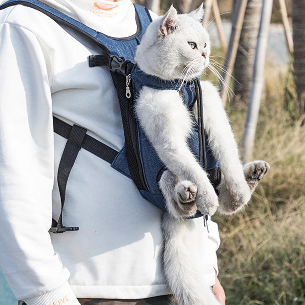 Adjustable Cat Dog Carrier Bag Pet Double Shoulder Backpack Portable Bag Outdoor Travel Camping Hiking Chest Strap Bag