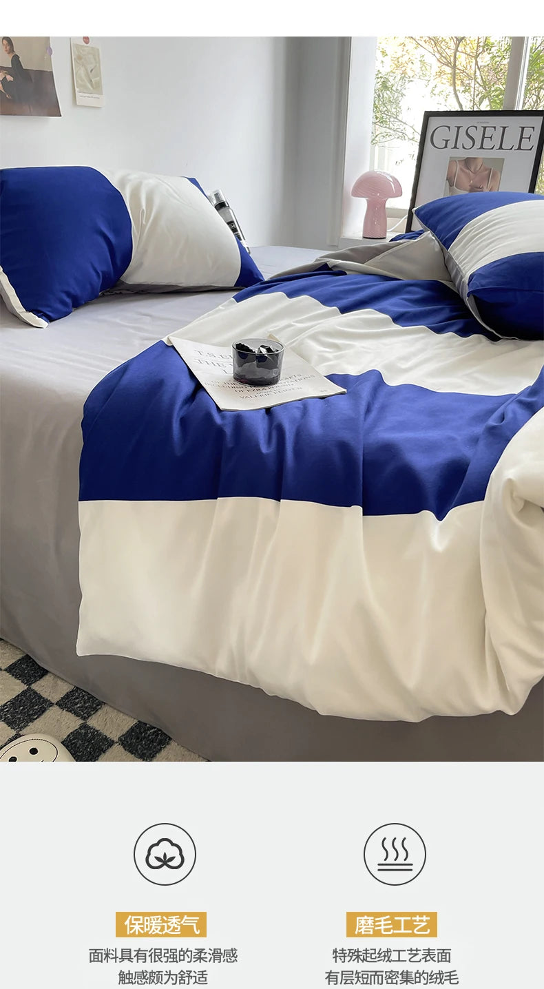 Bed Linen Bed Sheets Set Stripes Dots Duvet Cover Set Quilt Cover Bed Sheet Quilt Sets Queen Size INS Blogger Comforter Sets