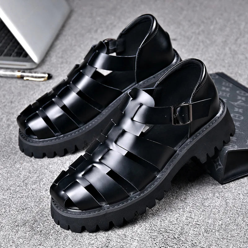 Platform Genuine Leather Sandals Outdoor Sneaker Beach Rubber Flip Flops Water Trekking Summer Men Classic Roman Sandals Slipper