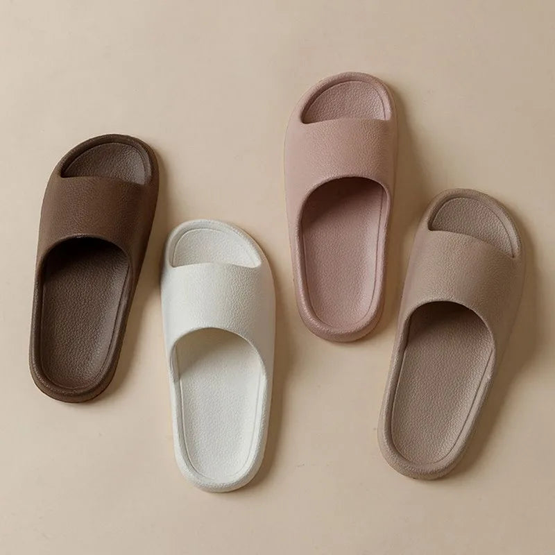 2024 Summer Slippers Men Women Soft Indoor Home Flat Sandals Fashion Flip Flops Beach Shoes Man Couple Non-Slip Bathroom Slides