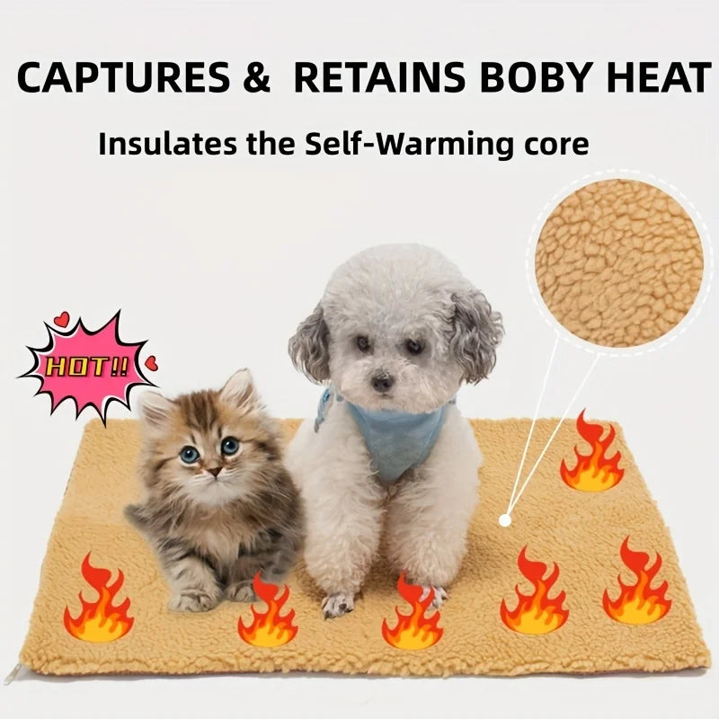 Self-Heating Pet Pads Blanket Puppy Pad Warm Cushion Mat for Cats Dogs Washable Pets with Thermal Body Heat Reflecting Core Pad