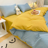 Cream Style Solid Colours Pink Yellow Bedding Set Twin Full Queen King Size Bed Linen Girls Adults  Bed Flat Sheet Pillowcase