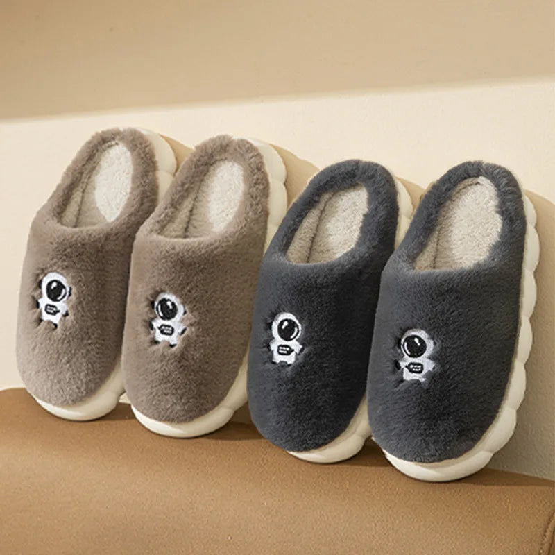 2023 New Winter Soft Sole Mens Indoor Floor Antiskid Slides Bedroom Slippers Warm Fluffy Slippers Male Home Casual Cotton Shoes