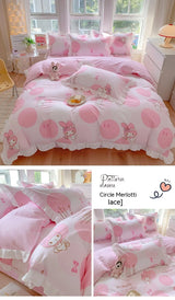 Sanrio Kids Bedding Set Kuromi Cinnamoroll Mymelody Duvet Cover Bed Sheet Pillowcase Bedsheet Double Single King Queen Twin Size