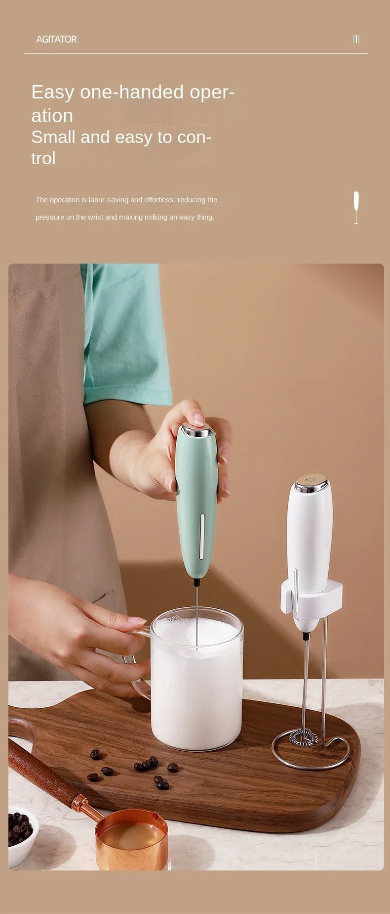 Handheld Milk Frother Kitchen Powerful Electric Foam Maker With Stand Battery Powered Foamer Blender Drink Mixer For Coffee