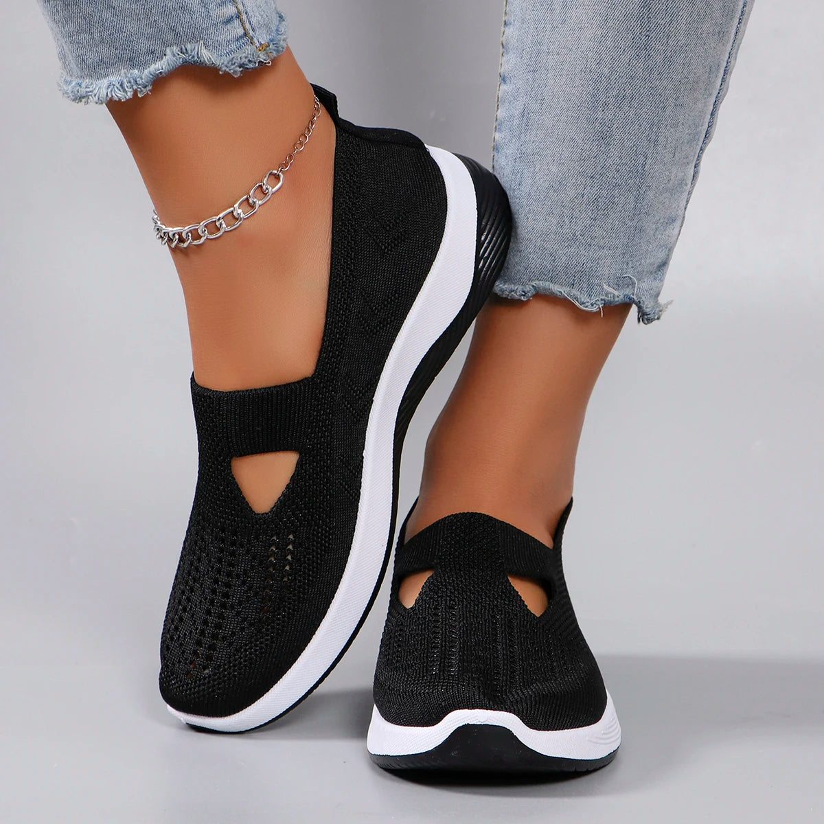 Spring new women's sports shoes, fashionable, breathable, lightweight, non-slip, wear-resistant, casual sports shoes, flat shoes