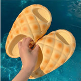 Milk Yellow Bread Slippers Women Fashion Creativity Thick Sole Slippers Women Anti Slip Soft Cute Fun Bread Sandals Girl Summer