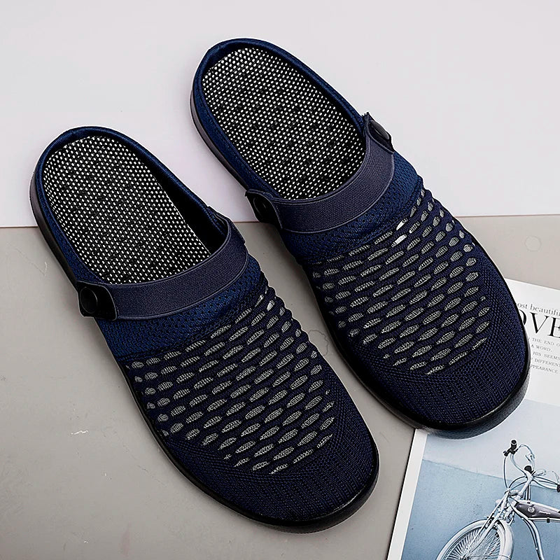 New Summer Women Men Sandals Mesh Breathable Padded Beach Flip Flops Shoes Solid Flat Bath Slippers Lighted Casual Shoes