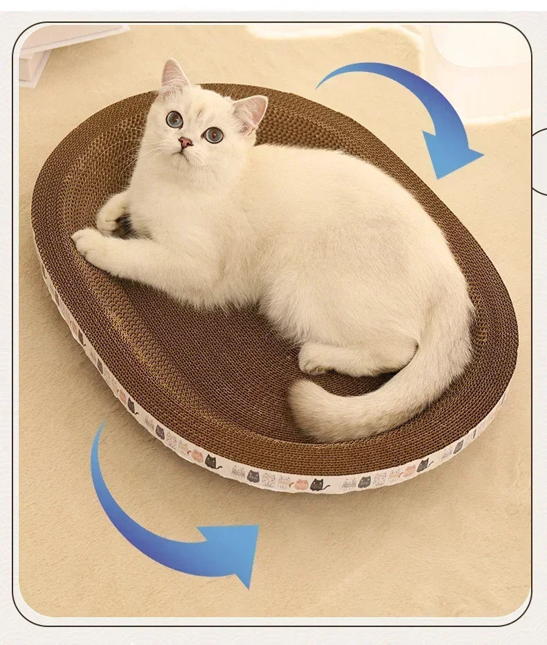 Cat Scratcher Cardboard Cat Scratcher Bed Corrugated Oval Cat Scratch Pad Board Claw Toys for Cats Wear-Resistant Cat Bed Nest