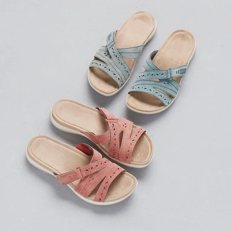 Retro Wedges Comfy Orthopedic Slippers Women Sandals Open Toe Carving Hollow Out Anti-slip Platform Gladiator Shoe Slides