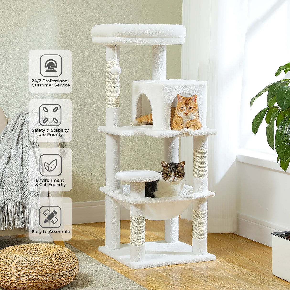 Multi-Level Cat Tree with Scratching Post Luxury Cat Tower with Condo House Cat Scratcher for Indoor Cat Accessories Pet Cat Toy