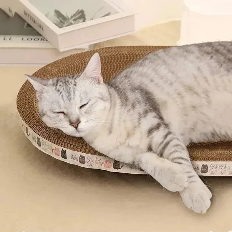 Cat Scratcher Cardboard Cat Scratcher Bed Corrugated Oval Cat Scratch Pad Board Claw Toys for Cats Wear-Resistant Cat Bed Nest