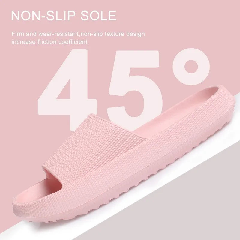 Soft Sole Indoor Slippers Women Men Non-Slip Bathroom Home Flip-Flops Thick Platform Cloud Sandals Ultra-Light Outdoors Slides