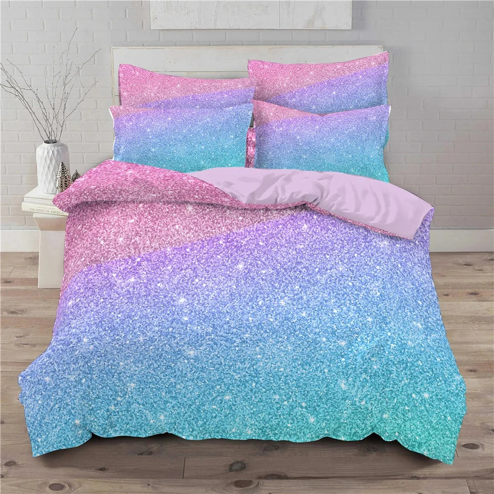 Rainbow Gradient Bedding Set Gradient Colors Duvet Cover with Pillowcases Single Twin Full Queen King Girl Kids Quilt Cover